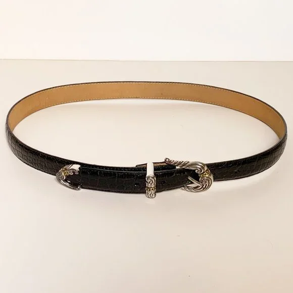 Vintage Brighton Silver and Black Belt- M / 32 Brighton Belt Womens 32 M/L Black Leather Silver Studded  main image 2